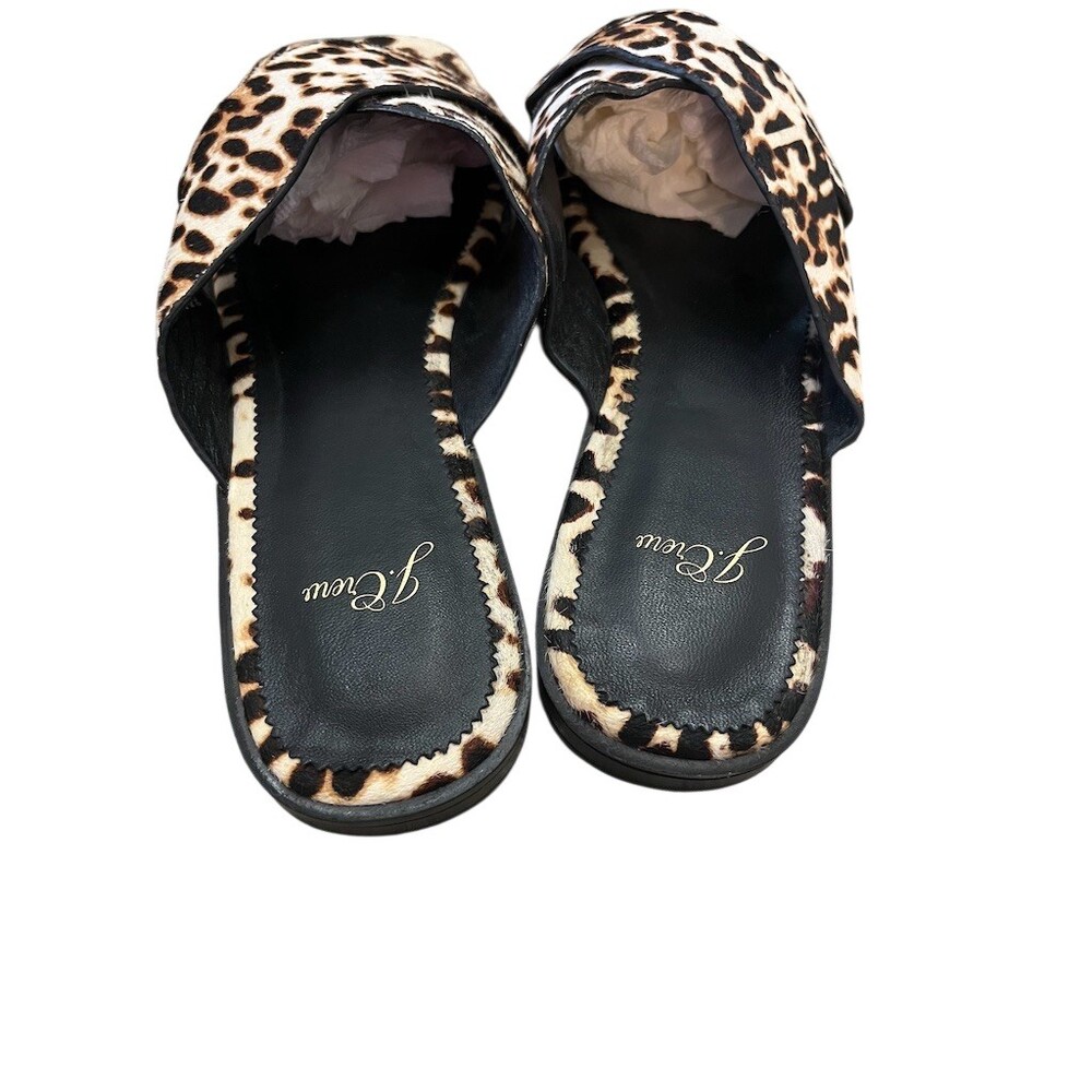 J.Crew Slide Sandals Womens Size 10 Ivory Black Leopard Cross Strap Flat - Picture 4 of 5